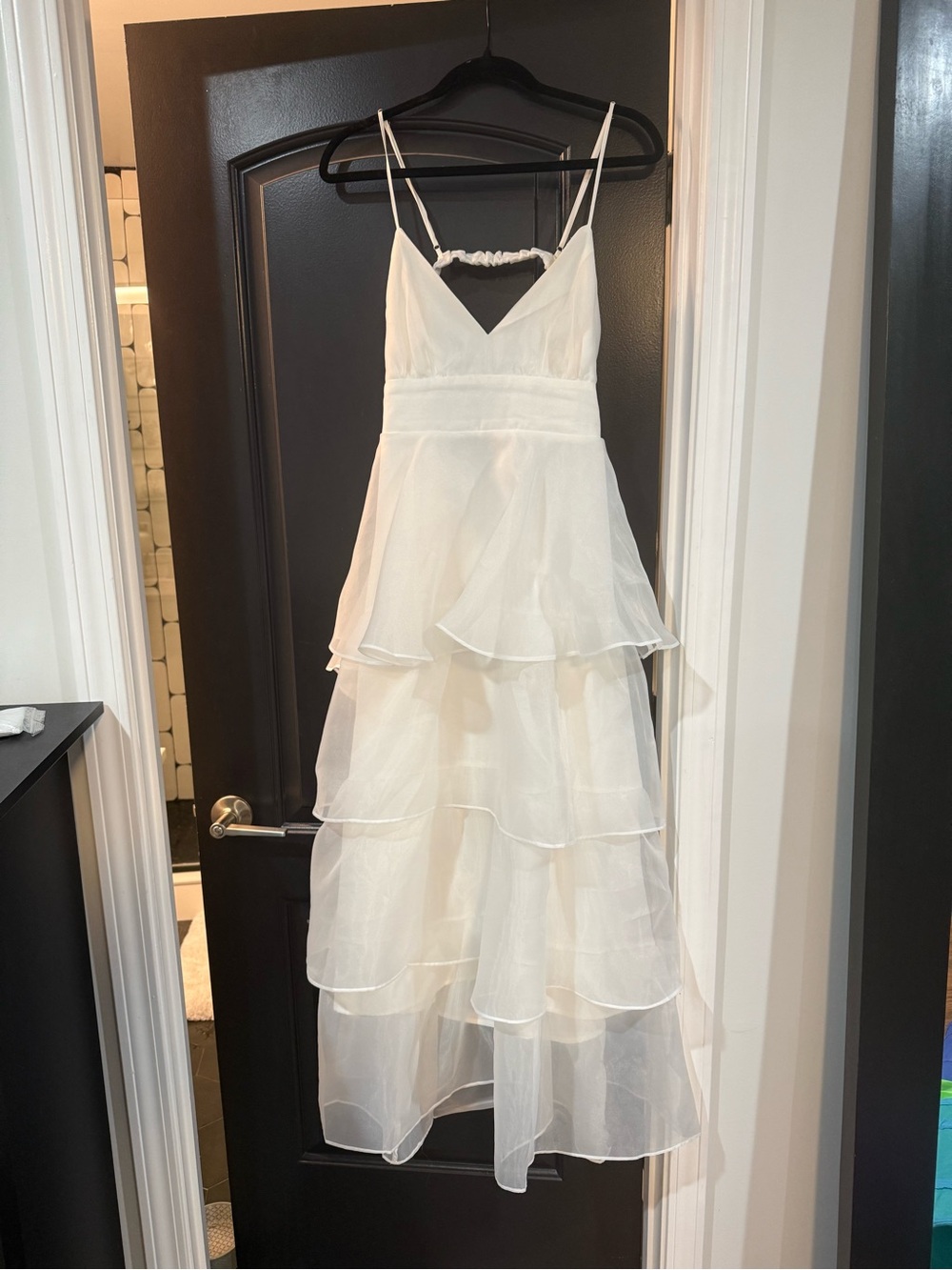 White Tiered Spaghetti Strap Selfie Leslie Dress/ perfect for wedding / bridal